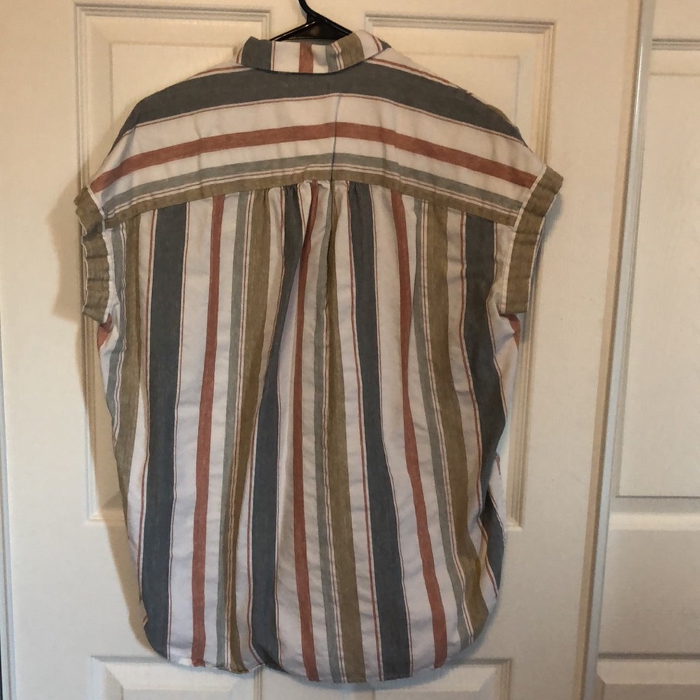 MADEWELL Central Tunic Shirt in Gillman Stripe Button Down Short Sleeve Small - Picture 5 of 7